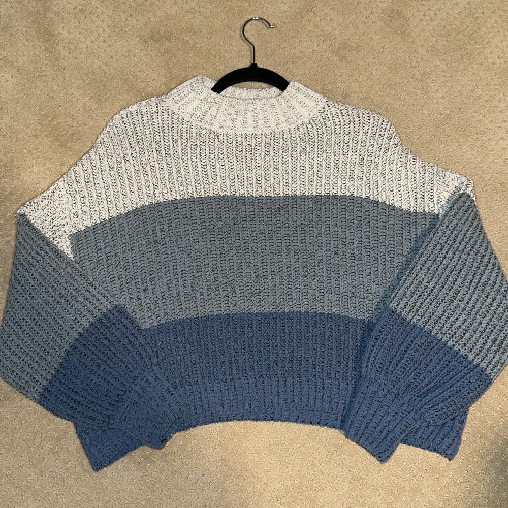 MM Blue Striped Colorblock Sweater